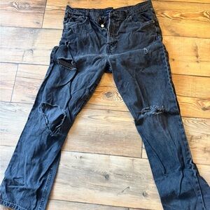 Aeropostale Charcoal Distressed Cropped Jeans
